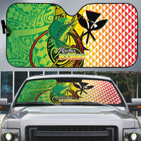 Hawaii Blue Marlin Fishing Auto Sun Shade Hawaiian Kanaka Kakau Reggae