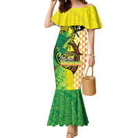 Hawaii Blue Marlin Fishing Family Matching Mermaid Dress and Hawaiian Shirt Hawaiian Kanaka Kakau Reggae LT14 Mom's Dress Reggae - Polynesian Pride