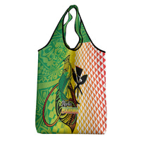 Hawaii Blue Marlin Fishing Grocery Bag Hawaiian Kanaka Kakau Reggae
