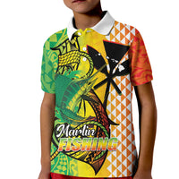 Hawaii Blue Marlin Fishing Kid Polo Shirt Hawaiian Kanaka Kakau Reggae LT14 Kid Reggae - Polynesian Pride