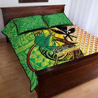 Hawaii Blue Marlin Fishing Quilt Bed Set Hawaiian Kanaka Kakau Reggae