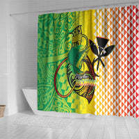 Hawaii Blue Marlin Fishing Shower Curtain Hawaiian Kanaka Kakau Reggae