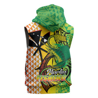 Hawaii Blue Marlin Fishing Sleeveless Zip Hoodie Hawaiian Kanaka Kakau Reggae LT14 - Polynesian Pride