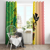 Hawaii Blue Marlin Fishing Window Curtain Hawaiian Kanaka Kakau Reggae