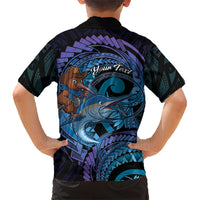 Personalised Blue Marlin Fishing New Zealand Family Matching Puletasi and Hawaiian Shirt NZ Kiwi Cowboy Born To Fish LT14 - Polynesian Pride