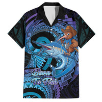 Personalised Blue Marlin Fishing New Zealand Hawaiian Shirt NZ Kiwi Cowboy Born To Fish LT14 Purple - Polynesian Pride