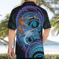 Personalised Blue Marlin Fishing New Zealand Hawaiian Shirt NZ Kiwi Cowboy Born To Fish LT14 - Polynesian Pride