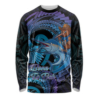 Personalised Blue Marlin Fishing New Zealand Long Sleeve Shirt NZ Kiwi Cowboy Born To Fish