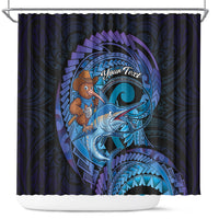 Personalised Blue Marlin Fishing New Zealand Shower Curtain NZ Kiwi Cowboy Born To Fish