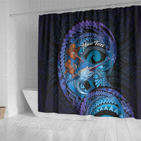 Personalised Blue Marlin Fishing New Zealand Shower Curtain NZ Kiwi Cowboy Born To Fish