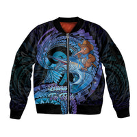 Personalised Blue Marlin Fishing New Zealand Sleeve Zip Bomber Jacket NZ Kiwi Cowboy Born To Fish LT14 Unisex Purple - Polynesian Pride