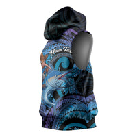Personalised Blue Marlin Fishing New Zealand Sleeveless Hoodie NZ Kiwi Cowboy Born To Fish LT14 - Polynesian Pride