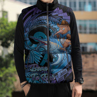 Personalised Blue Marlin Fishing New Zealand Sleeveless Puffer Jacket NZ Kiwi Cowboy Born To Fish LT14 - Polynesian Pride