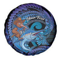 Personalised Blue Marlin Fishing New Zealand Spare Tire Cover NZ Kiwi Cowboy Born To Fish LT14 - Polynesian Pride