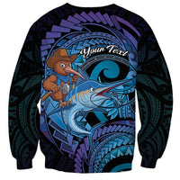 Personalised Blue Marlin Fishing New Zealand Sweatshirt NZ Kiwi Cowboy Born To Fish LT14 - Polynesian Pride