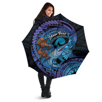 Personalised Blue Marlin Fishing New Zealand Umbrella NZ Kiwi Cowboy Born To Fish LT14 - Polynesian Pride