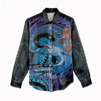 Personalised Blue Marlin Fishing New Zealand Women Casual Shirt NZ Kiwi Cowboy Born To Fish LT14 - Polynesian Pride