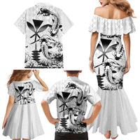 Japan And Hawaii Family Matching Mermaid Dress and Hawaiian Shirt Sakura Koi Fish Hawaiian Lei Kanaka - Polynesian Pride