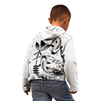 Japan And Hawaii Kid Hoodie Sakura Koi Fish Hawaiian Lei Kanaka - Polynesian Pride