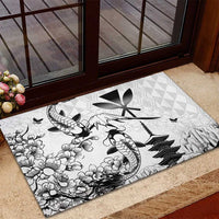 Japan And Hawaii Rubber Doormat Sakura Koi Fish Hawaiian Lei Kanaka - Polynesian Pride