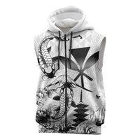 Japan And Hawaii Sleeveless Zip Hoodie Sakura Koi Fish Hawaiian Lei Kanaka LT14 White - Polynesian Pride