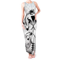 Japan And Hawaii Tank Maxi Dress Sakura Koi Fish Hawaiian Lei Kanaka - Polynesian Pride