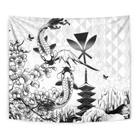 Japan And Hawaii Tapestry Sakura Koi Fish Hawaiian Lei Kanaka - Polynesian Pride