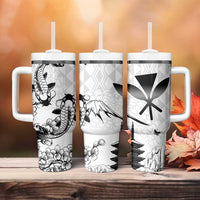 Japan And Hawaii Tumbler With Handle Sakura Koi Fish Hawaiian Lei Kanaka - Polynesian Pride
