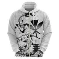 Japan And Hawaii Zip Hoodie Sakura Koi Fish Hawaiian Lei Kanaka - Polynesian Pride