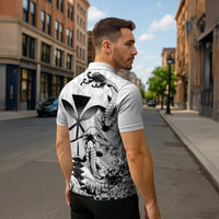 Japan And Hawaii Zipper Polo Shirt Sakura Koi Fish Hawaiian Lei Kanaka - Polynesian Pride