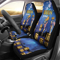 Japan Obon Festival Car Seat Cover Sakura Lanterns With Bon Dance - Polynesian Pride