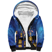 Japan Obon Festival Sherpa Hoodie Sakura Lanterns With Bon Dance - Polynesian Pride