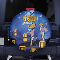 Japan Obon Festival Spare Tire Cover Sakura Lanterns With Bon Dance - Polynesian Pride