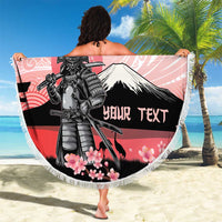 Personalised Japan Samurai Warrior Beach Blanket Japanese Cherry Blossom Polynesian Pattern - Polynesian Pride