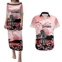 Personalised Japan Samurai Warrior Couples Matching Puletasi and Hawaiian Shirt Japanese Cherry Blossom Polynesian Pattern LT14 Pink - Polynesian Pride