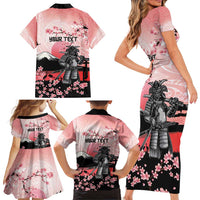 Personalised Japan Samurai Warrior Family Matching Short Sleeve Bodycon Dress and Hawaiian Shirt Japanese Cherry Blossom Polynesian Pattern LT14 - Polynesian Pride
