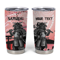 Personalised Japan Samurai Warrior Tumbler Cup Japanese Cherry Blossom Polynesian Pattern - Polynesian Pride