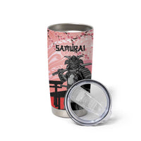 Personalised Japan Samurai Warrior Tumbler Cup Japanese Cherry Blossom Polynesian Pattern - Polynesian Pride