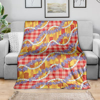 Hawaii Kahili Palaka Motifs Blanket Hawaiian Honohono Pikake Lei
