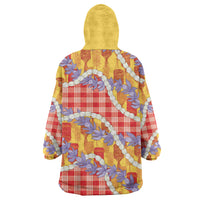 Hawaii Kahili Palaka Motifs Wearable Blanket Hoodie Hawaiian Honohono Pikake Lei
