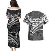 Hawaii Lauhala Tattoo Couples Matching Puletasi and Hawaiian Shirt Hawaiian Hala Leaf Weaving