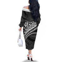 Hawaii Lauhala Tattoo Family Matching Off The Shoulder Long Sleeve Dress and Hawaiian Shirt Hawaiian Hala Leaf Weaving LT14 - Polynesian Pride