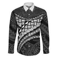 Hawaii Lauhala Tattoo Family Matching Short Sleeve Bodycon Dress and Hawaiian Shirt Hawaiian Hala Leaf Weaving LT14 Dad's Shirt - Long Sleeve Black - Polynesian Pride