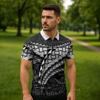 Hawaii Lauhala Tattoo Zipper Polo Shirt Hawaiian Hala Leaf Weaving
