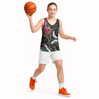 Hawaiian and Japanese Culture Basketball Jersey Crane Sakura Hibiscus Tropical Vibes