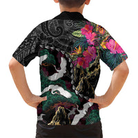 Hawaiian and Japanese Culture Family Matching Summer Maxi Dress and Hawaiian Shirt Crane Sakura Hibiscus Tropical Vibes LT14 - Polynesian Pride