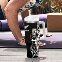 New Zealand Silver Fern Rugby Tumbler With Handle All Black Maori Version Black