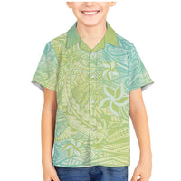 Baby Green Gradient Polynesia Family Matching Mermaid Dress and Hawaiian Shirt Hawaiian Tribal Hammerhead Shark Tattoo LT14 Son's Shirt Baby Green - Polynesian Pride