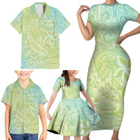 Baby Green Gradient Polynesia Family Matching Short Sleeve Bodycon Dress and Hawaiian Shirt Hawaiian Tribal Hammerhead Shark Tattoo LT14 - Polynesian Pride