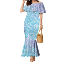 Baby Blue Gradient Polynesia Family Matching Mermaid Dress and Hawaiian Shirt Hawaiian Tribal Hammerhead Shark Tattoo